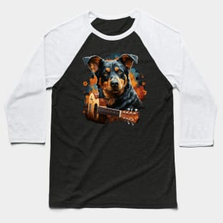 Australian Cattle Dog Playing Guitar Baseball T-Shirt